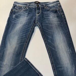 Women’s Y2K ReRock by Express Faded Blue Straight Leg Low Rise Jeans